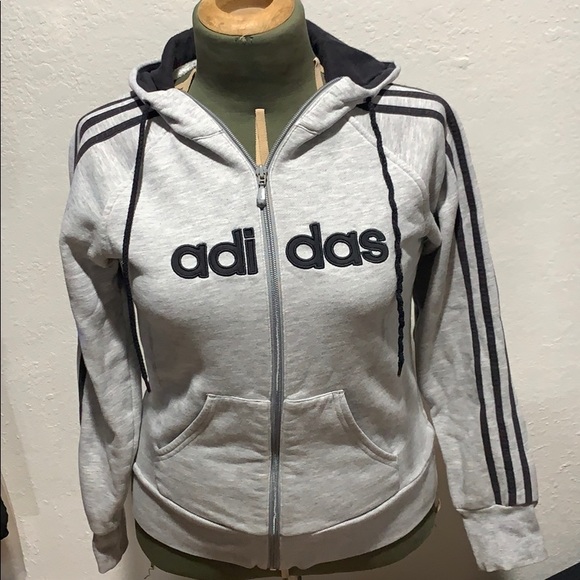 adidas Sweaters - GUC authentic Adidas zip up sweater. Gray & black.